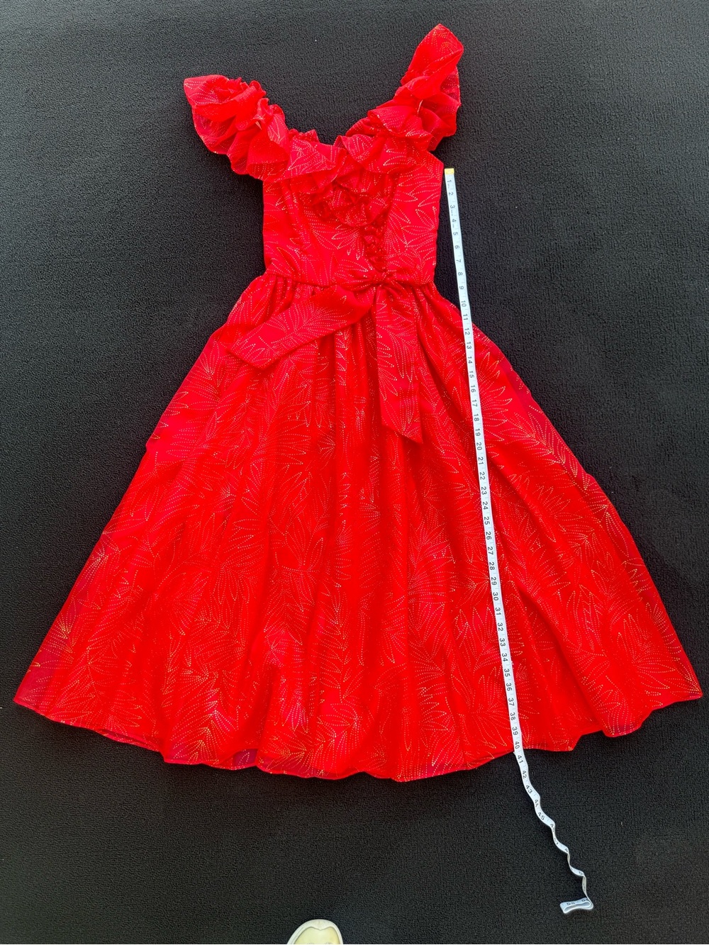 Vintage 80’s Noralee Original Girls Party Dress Red & Gold 7/8 Made in USA - Picture 9 of 12
